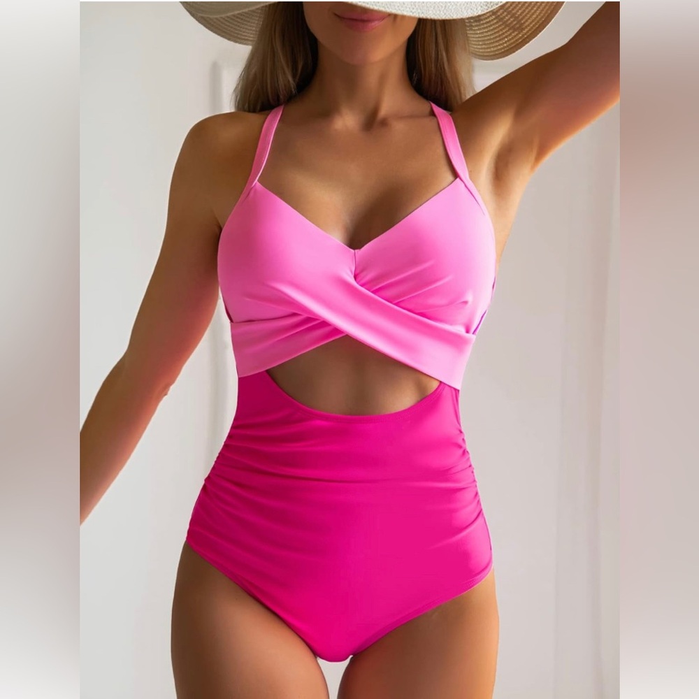 Slimming tummy control one piece swimsuit.